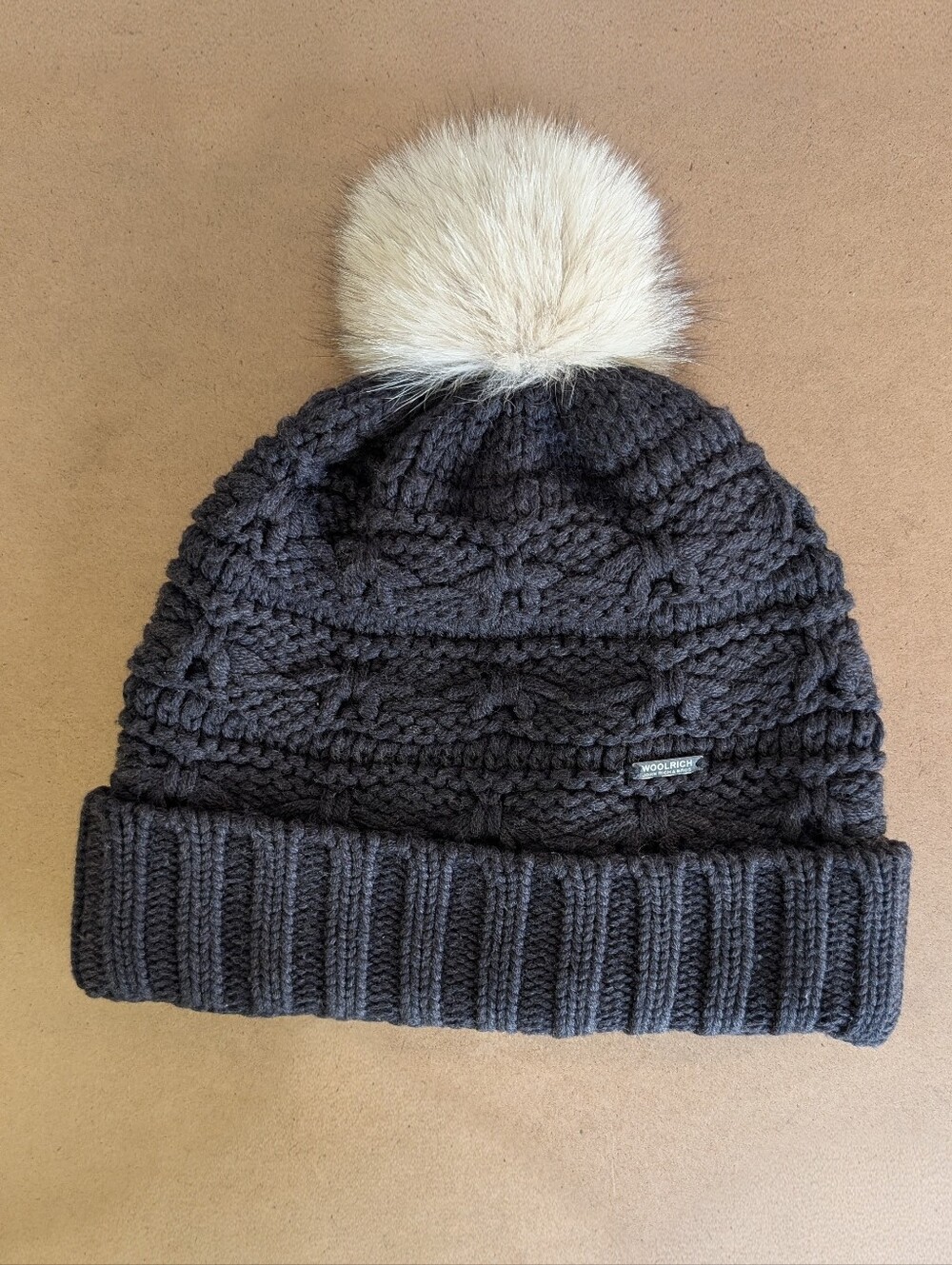 Woolrich John Rich & Bros. Knit Wool Hat w Real Fur Pom, Made In Italy - Picture 2 of 9